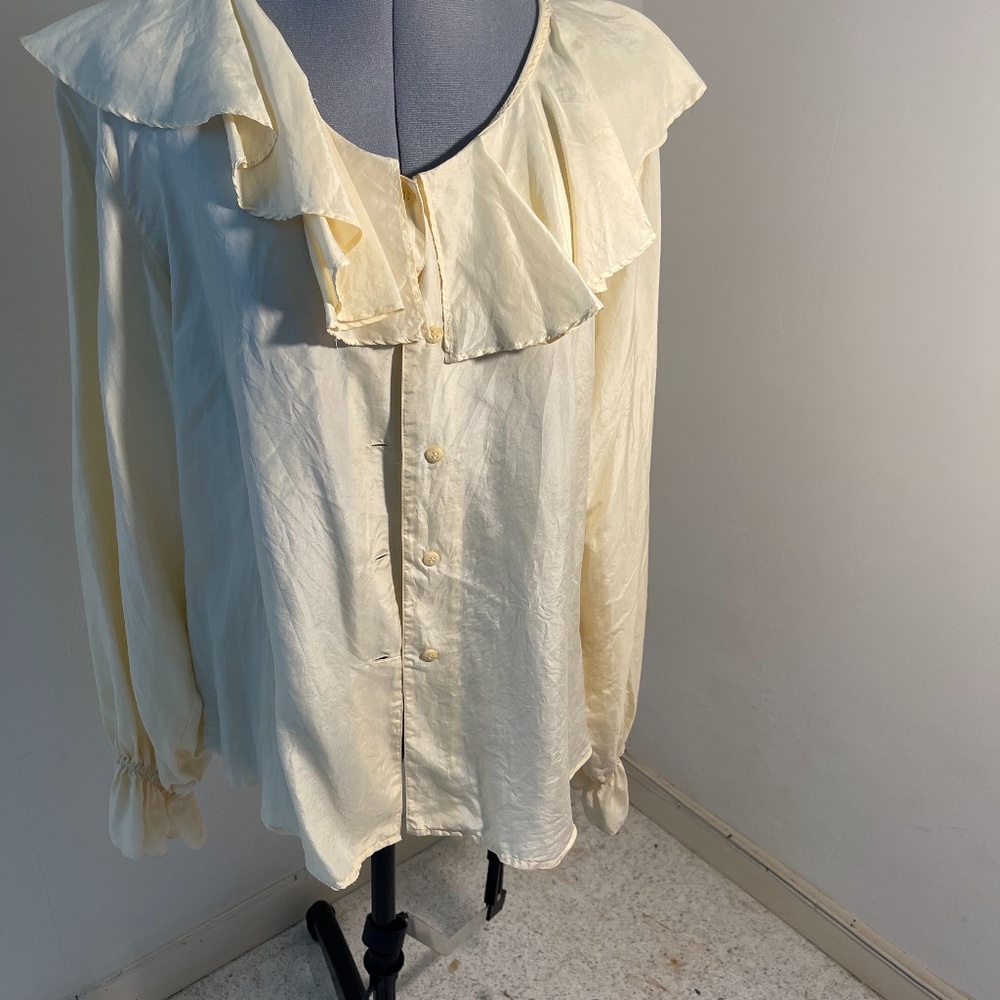 vintage ruffle silk Victorian long sleeve shirt
